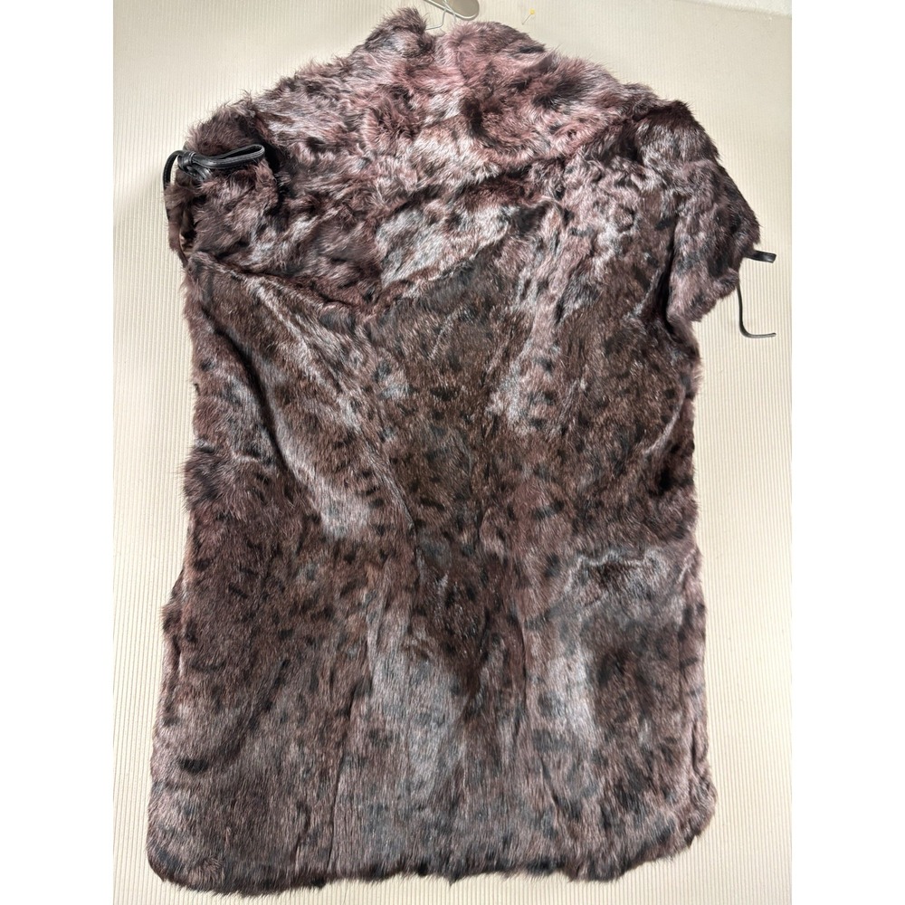 Wilson's Leather Women's Dyed Genuine Rabbit Fur Vest Brown Leather Tie Front M - Picture 11 of 11